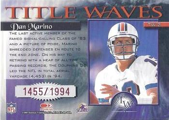 2001 Donruss Elite - Title Waves #TW-2 Dan Marino Back