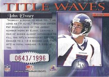 2001 Donruss Elite - Title Waves #TW-5 John Elway Back