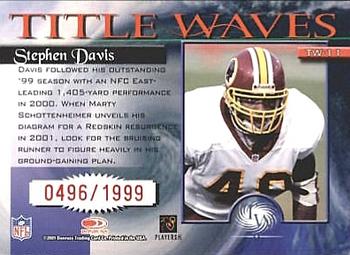 2001 Donruss Elite - Title Waves #TW-11 Stephen Davis Back