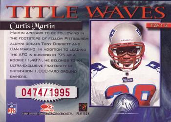 2001 Donruss Elite - Title Waves #TW-12 Curtis Martin Back