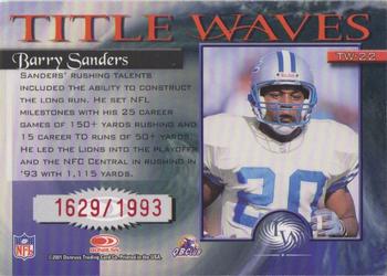 2001 Donruss Elite - Title Waves #TW-22 Barry Sanders Back