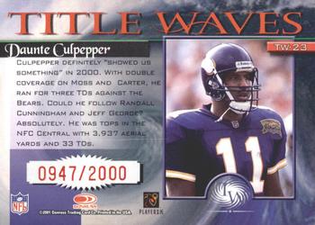 2001 Donruss Elite - Title Waves #TW-23 Daunte Culpepper Back