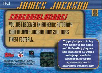 2001 Finest - Autographs #FA-JJ James Jackson Back