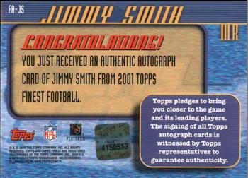 2001 Finest - Autographs #FA-JS Jimmy Smith Back