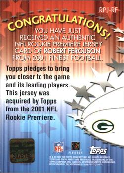 2001 Finest - Rookie Premiere Jerseys #RPJ-RF Robert Ferguson Back