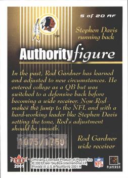 2001 Fleer Authority - Authority Figure #5 AF Rod Gardner / Stephen Davis Back