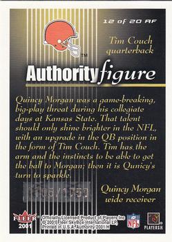 2001 Fleer Authority - Authority Figure #12 AF Quincy Morgan / Tim Couch Back