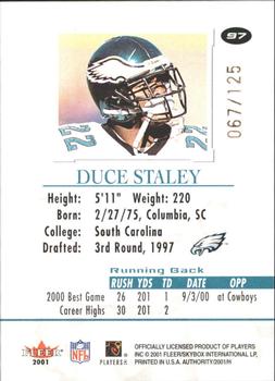 2001 Fleer Authority - Prominence SN125 #97 Duce Staley Back