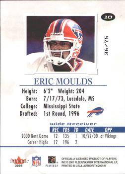 2001 Fleer Authority - Prominence SN75 #10 Eric Moulds Back
