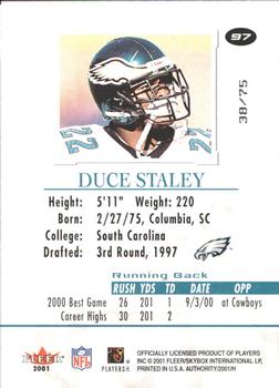 2001 Fleer Authority - Prominence SN75 #97 Duce Staley Back