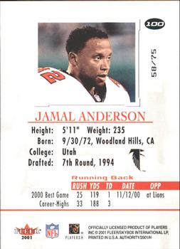 2001 Fleer Authority - Prominence SN75 #100 Jamal Anderson Back