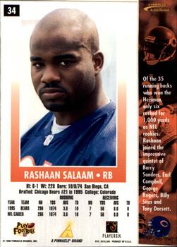 1996 Action Packed #34 Rashaan Salaam Back