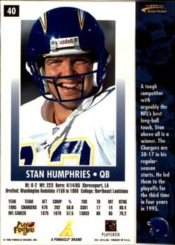 1996 Action Packed #40 Stan Humphries Back