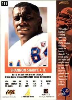 1996 Action Packed #111 Shannon Sharpe Back