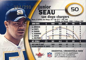 2001 Fleer E-X - Essential Credentials #50 Junior Seau Back