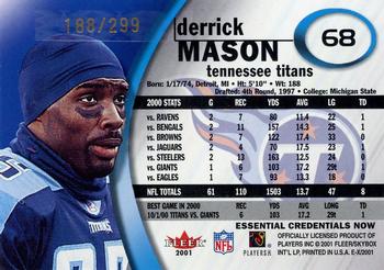2001 Fleer E-X - Essential Credentials #68 Derrick Mason Back
