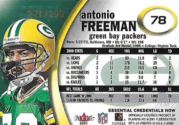 2001 Fleer E-X - Essential Credentials #78 Antonio Freeman Back