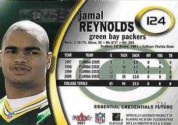 2001 Fleer E-X - Essential Credentials #124 Jamal Reynolds Back