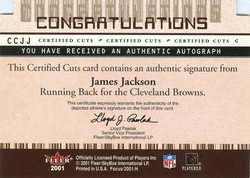 2001 Fleer Focus - Certified Cuts #CCJJ James Jackson Back