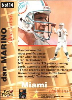 1996 Action Packed - 24kt Gold #6 Dan Marino Back