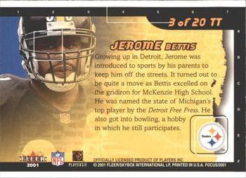 2001 Fleer Focus - Toast of the Town #3 TT Jerome Bettis Back
