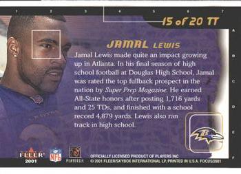 2001 Fleer Focus - Toast of the Town #15 TT Jamal Lewis Back