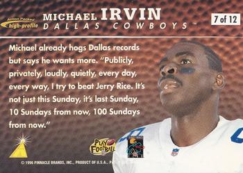 1996 Action Packed - Ball Hog #7 Michael Irvin Back
