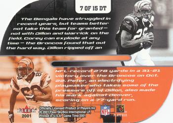 2001 Fleer Game Time - Double Trouble #7 DT Corey Dillon / Peter Warrick Back
