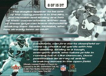 2001 Fleer Game Time - Double Trouble #8 DT Donovan McNabb / Duce Staley Back