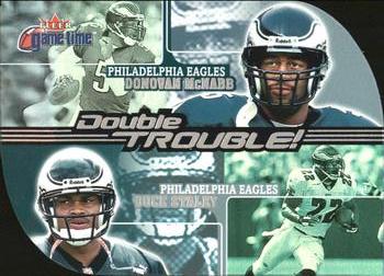 2001 Fleer Game Time - Double Trouble #8 DT Donovan McNabb / Duce Staley Front