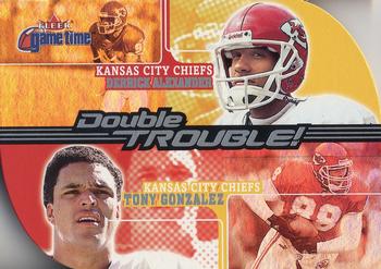2001 Fleer Game Time - Double Trouble #14 DT Derrick Alexander / Tony Gonzalez Front