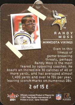 2001 Fleer Game Time - Eleven-Up #2 E Randy Moss Back