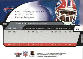 2001 Fleer Game Time - Extra #30 Shawn Bryson Back
