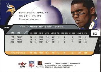 2001 Fleer Game Time - Extra #82 Randy Moss Back