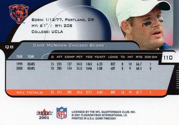 2001 Fleer Game Time #110 Cade McNown Back