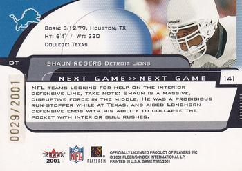 2001 Fleer Game Time - Extra #141 Shaun Rogers Back