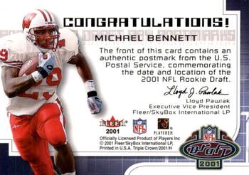 2001 Fleer Hot Prospects - Draft Day Postmarks #NNO Michael Bennett Back