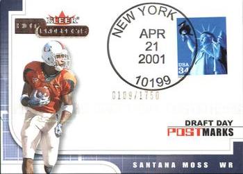 2001 Fleer Hot Prospects - Draft Day Postmarks #NNO Santana Moss Front