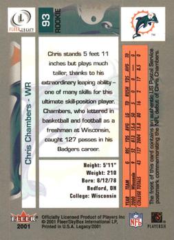 2001 Fleer Legacy - Rookie Postmarks #93 Chris Chambers Back