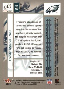 2001 Fleer Legacy - Rookie Postmarks #94 Freddie Mitchell Back