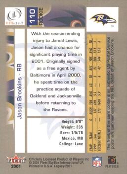 2001 Fleer Legacy - Rookie Postmarks #110 Jason Brookins Back