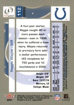 2001 Fleer Legacy - Rookie Postmarks #112 Reggie Wayne Back