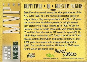 1995 Pro Line - Brett Favre 1995 NFL MVP Exchange #NNO Brett Favre Back
