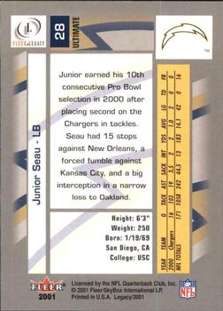 2001 Fleer Legacy - Ultimate Legacy #28 Junior Seau Back