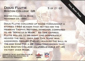 2001 Fleer Premium - Greatest Plays #5 GP Doug Flutie Back