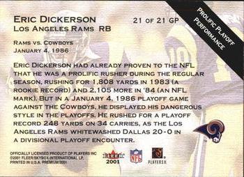 2001 Fleer Premium - Greatest Plays #21 GP Eric Dickerson Back
