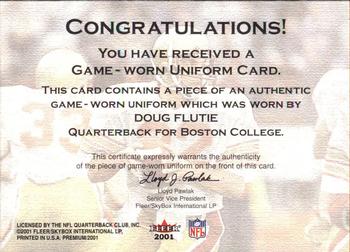 2001 Fleer Premium - Greatest Plays Jerseys #NNO Doug Flutie Back