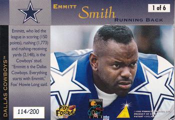 1996 Action Packed - Studs 24K Gold #1 Emmitt Smith Back