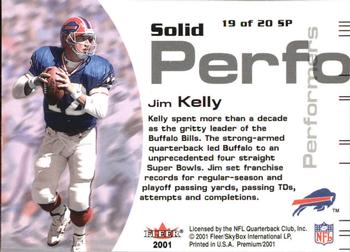 2001 Fleer Premium - Solid Performers #19 SP Jim Kelly Back