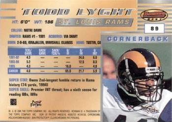 1996 Bowman's Best #89 Todd Lyght Back